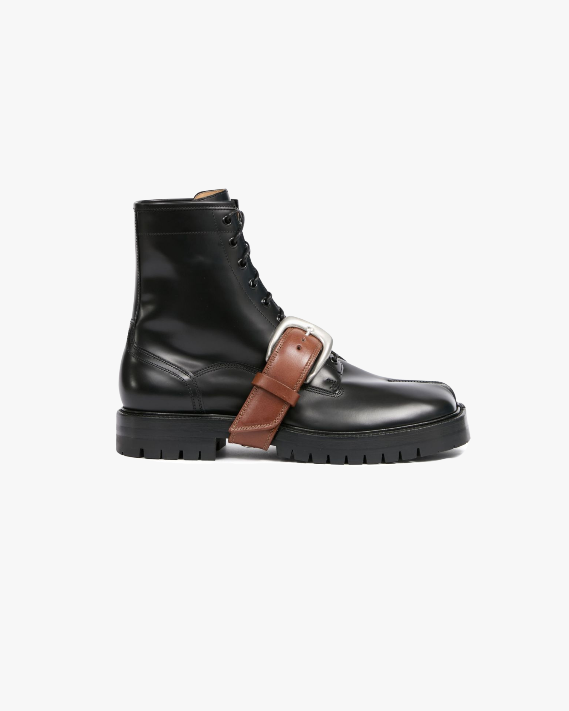 Leather Derby Boots with Buckle Strap Detail