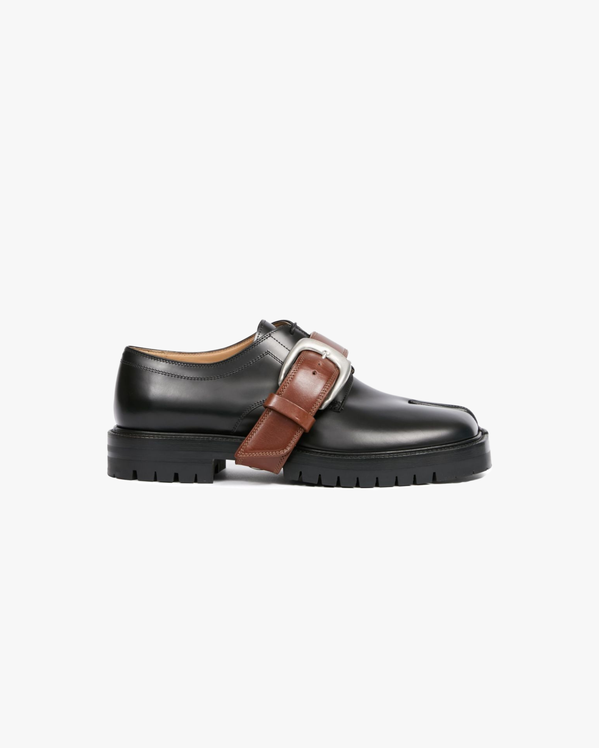 Bold Derby Shoes with Leather Strap Accent