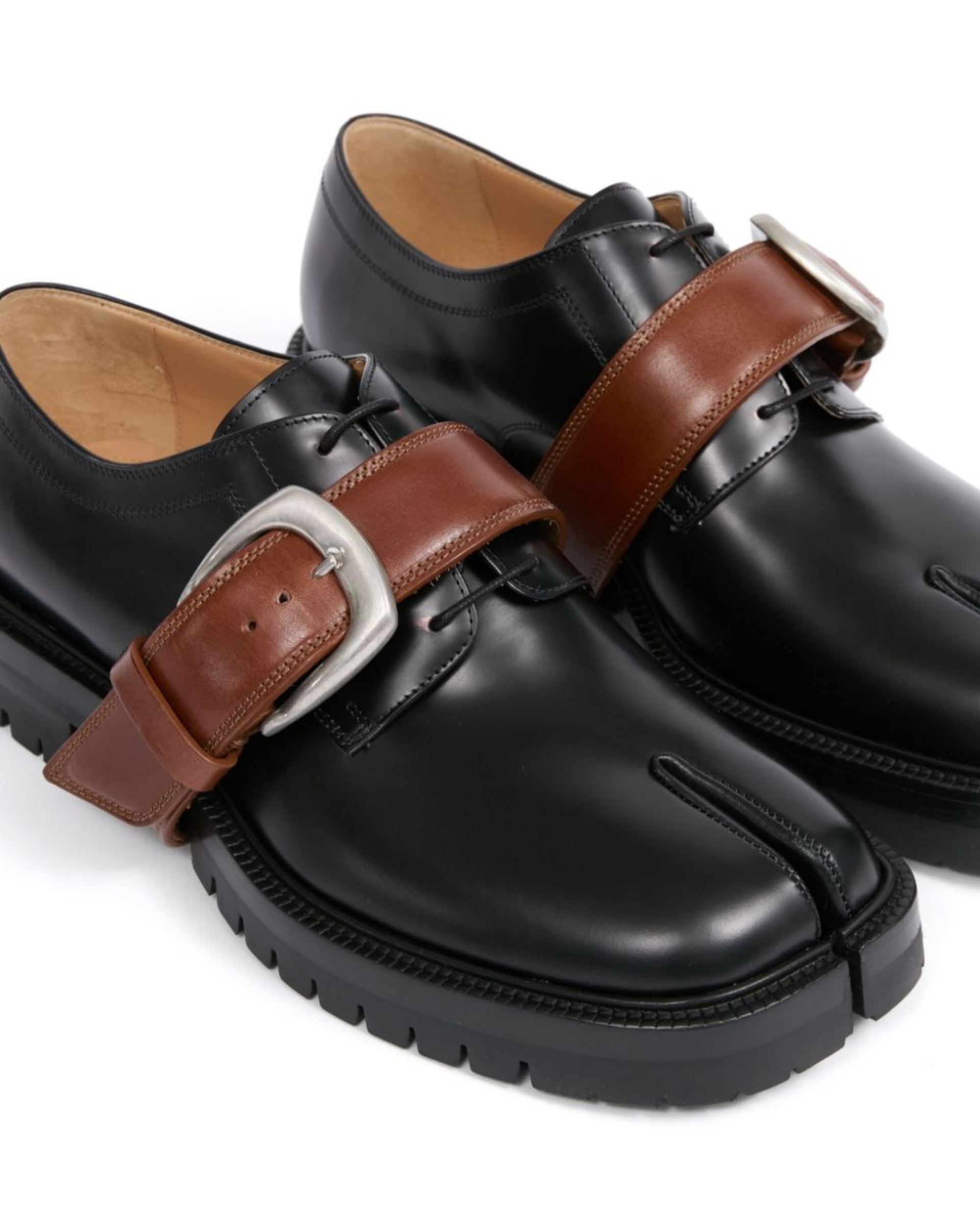 Bold Derby Shoes with Leather Strap Accent