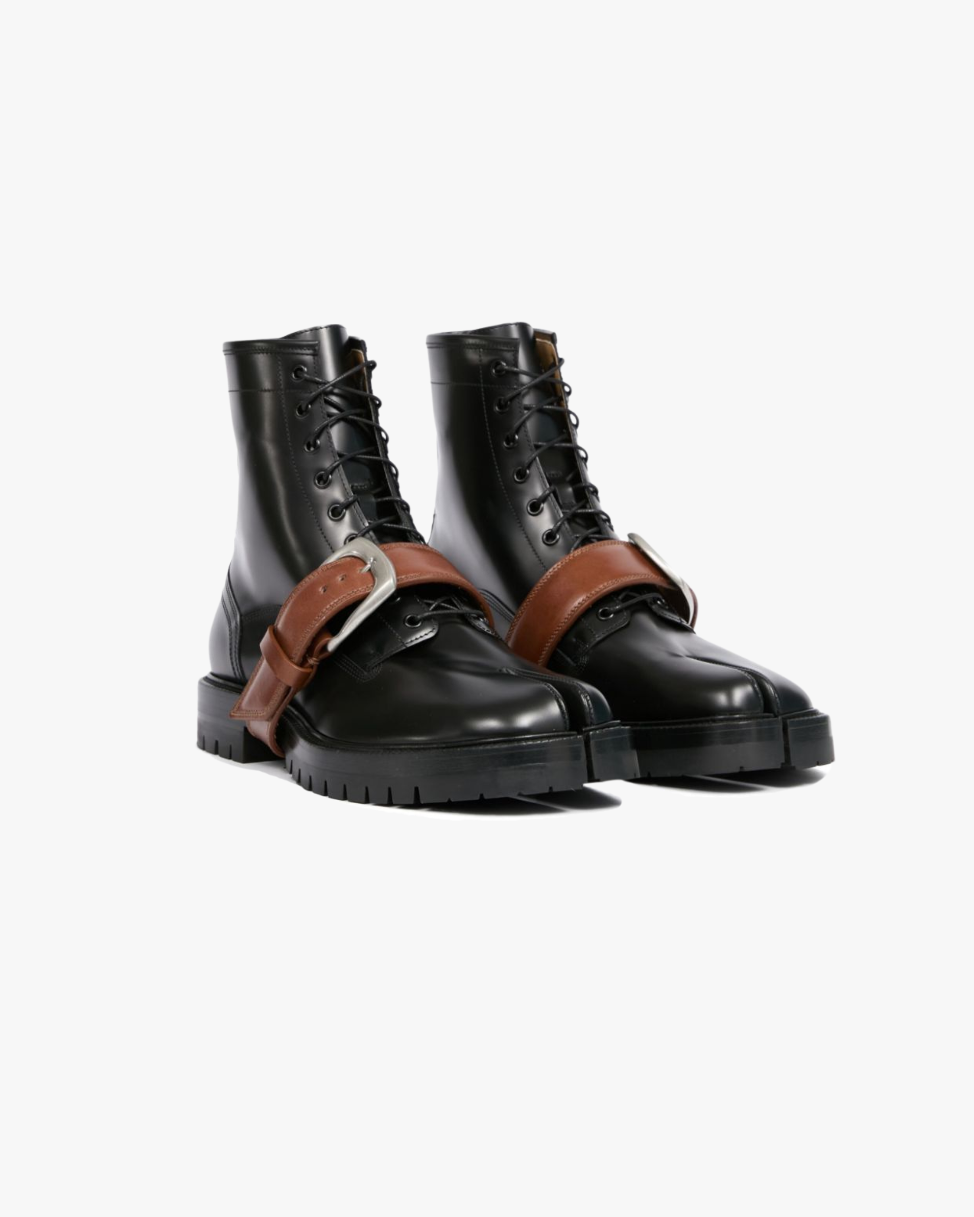 Leather Derby Boots with Buckle Strap Detail