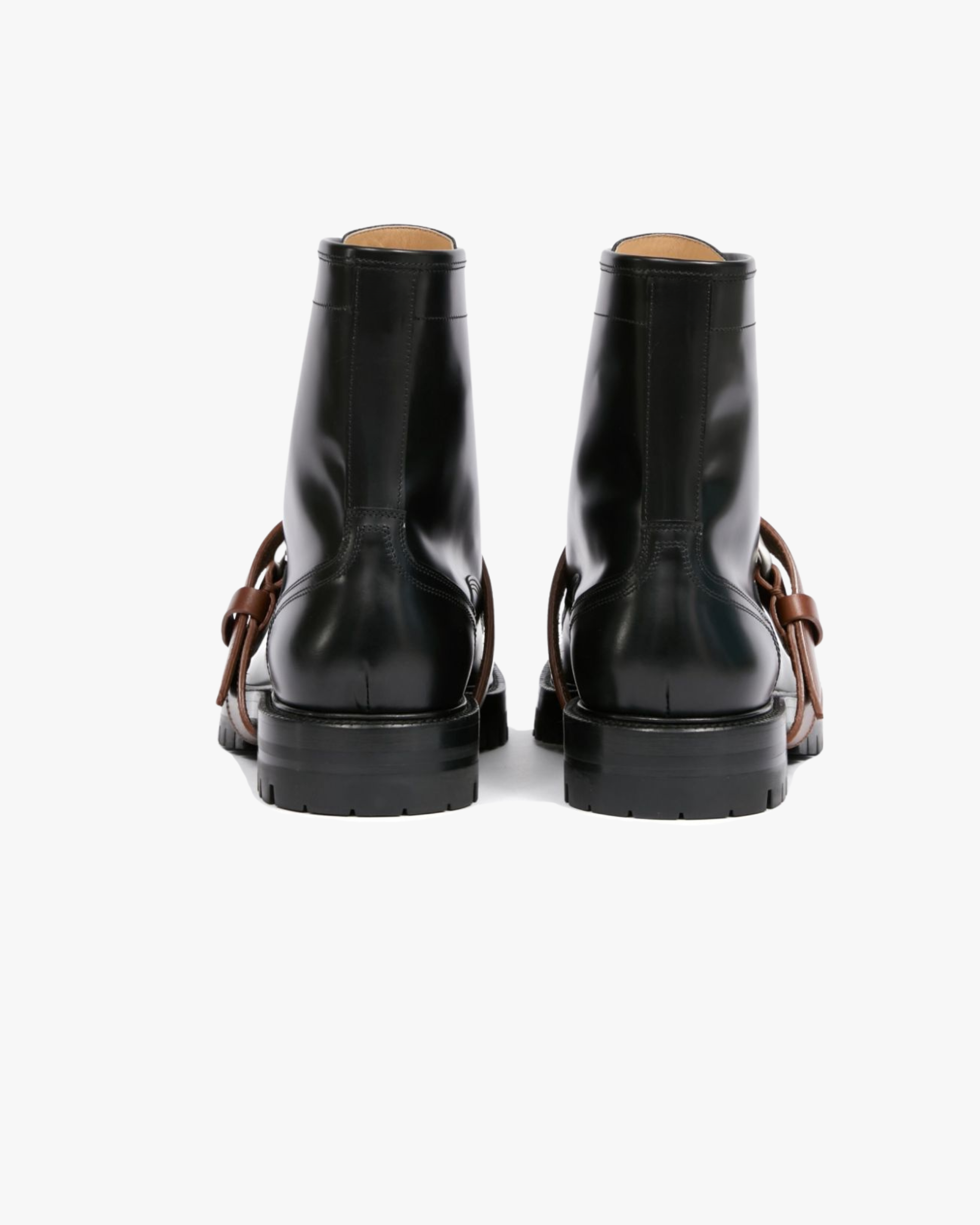 Leather Derby Boots with Buckle Strap Detail